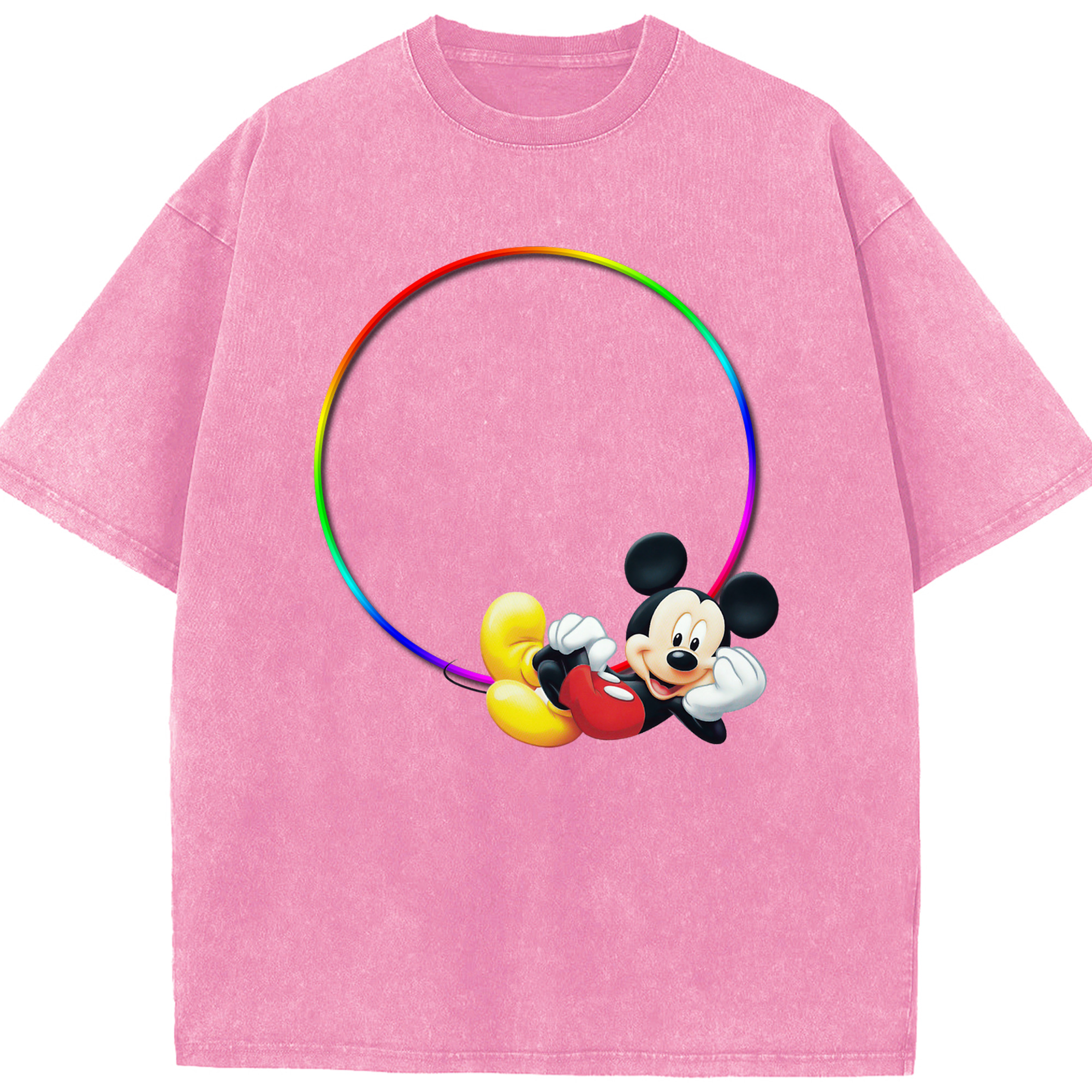 （画像用） ミッキーマウス Mickey Mouse 綿100% ヴィンテージ風 半袖Tシャツ（フロントプリント）